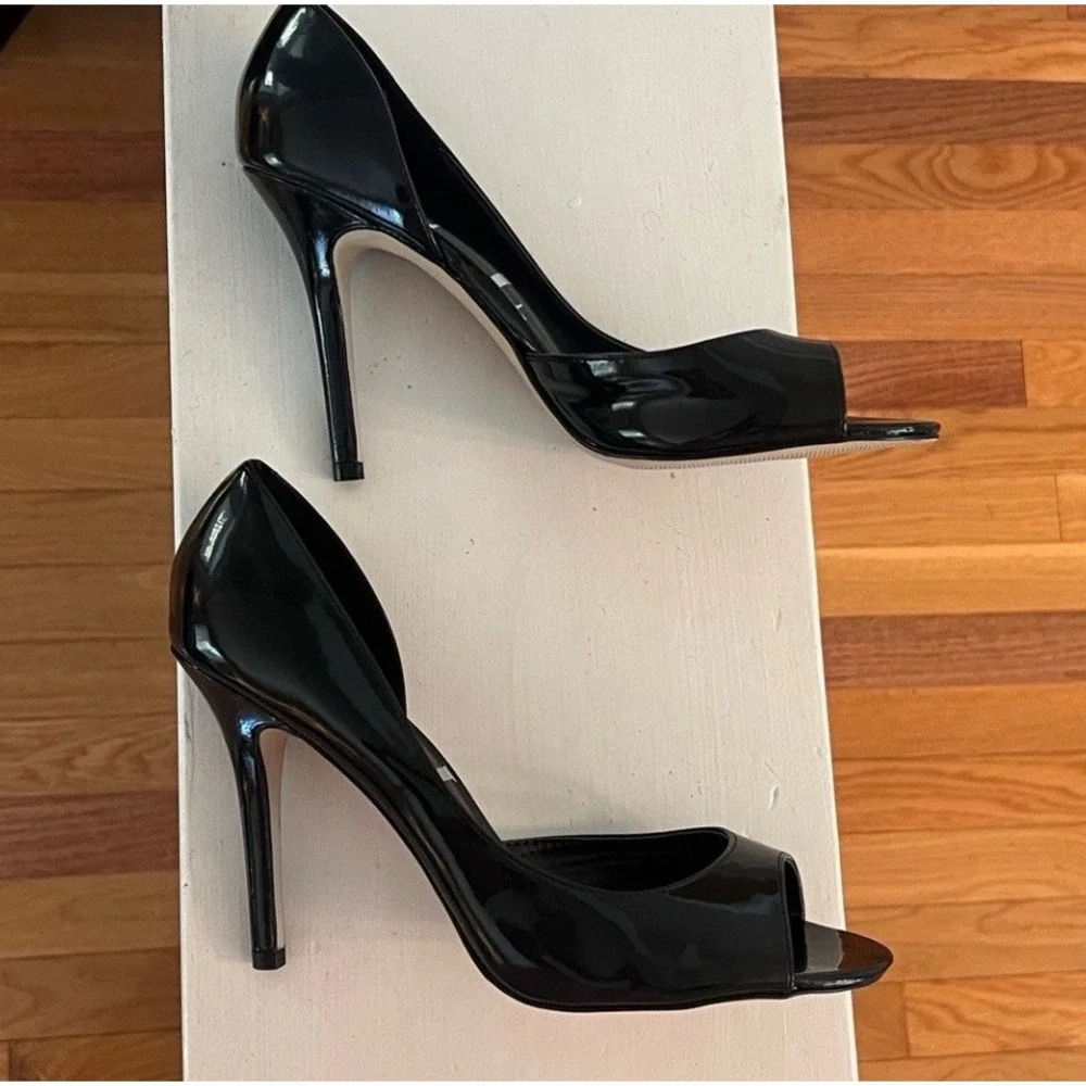 Women's Elle Shiny Black Patent Faux Leather Stiletto Size 10 - Picture 4 of 6